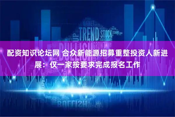 配资知识论坛网 合众新能源招募重整投资人新进展：仅一家按要求完成报名工作
